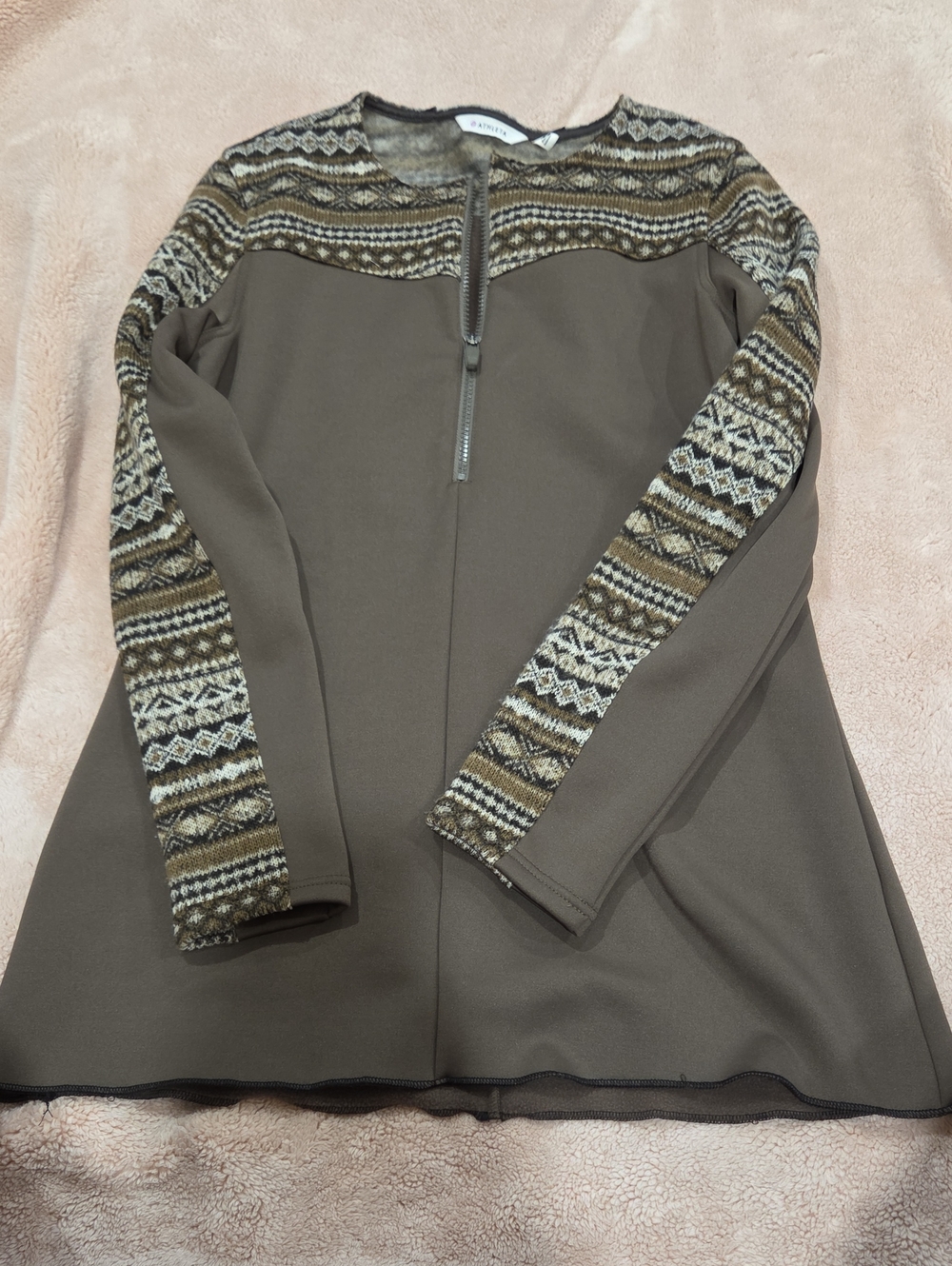 Athleta Lined Jacket with Olive Knit Exterior